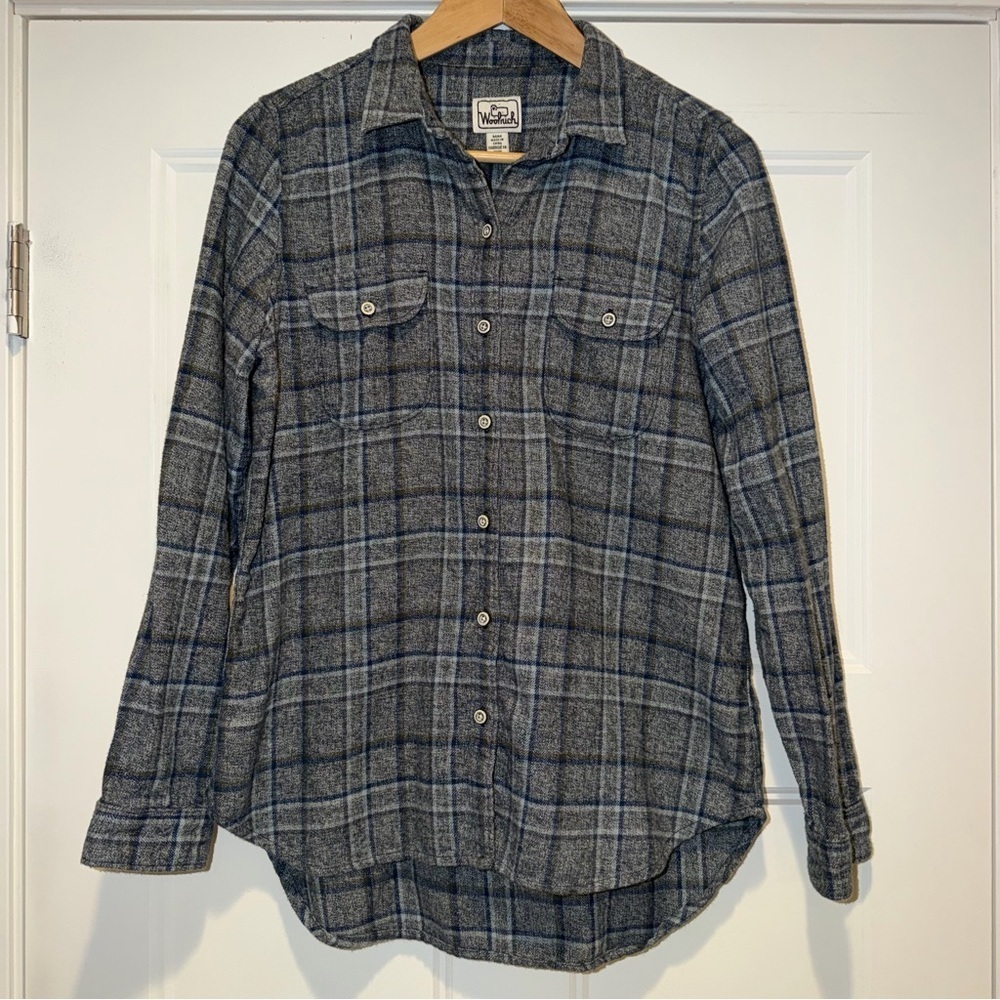 Woolrich Gray and Blue Plaid Button-Down Shirt
